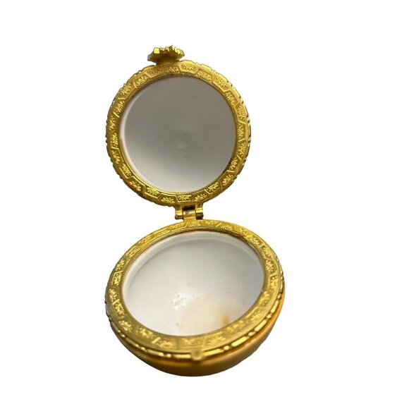 Hand-Painted Porcelain Trinket Box Egg With Floral Design - Picture 2 of 7